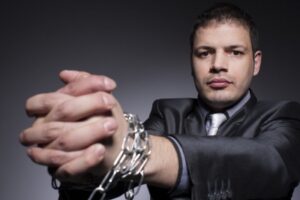 businessman in chains